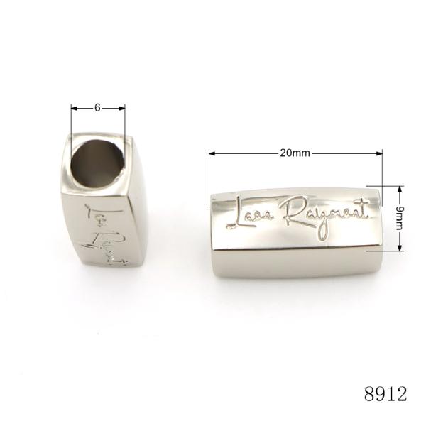 Silver Spacer Beads Shiny Nickel Plated Zinc Alloy Custom Metal Logo Beads For Bracelet Hair Braid