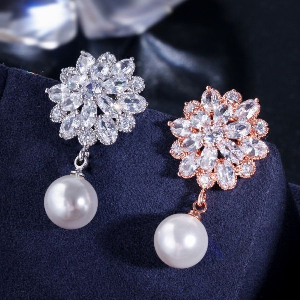 CZ earrings Brass setting zircon stud earrings hip hop bling blilng jewelry earrings necklace jewelry set