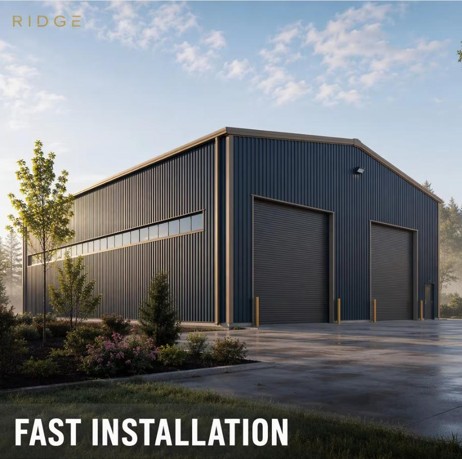 Low Cost Customizable Prefabricated Steel Farm Shed with Lean-to, Quick Install Metal Garage/Warehouse Kit for Agricultural Use