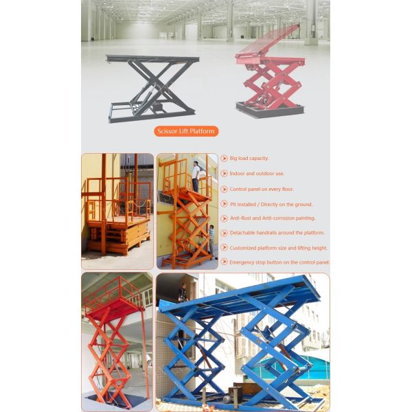1T 5.5M Hydraulic Heavy Duty Scissor Lift Electric Home Scissor Lift Platform With CE
