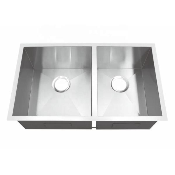Satin Finish Kitchen Sinks Stainless Steel Undermount Double Bowl