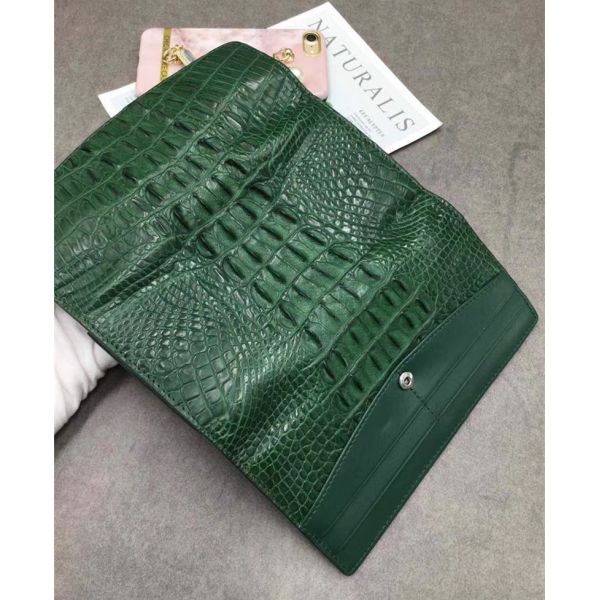 Exotic Real Crocodile Skin Women Large Trifold Wallet Genuine Alligator Leather Female Card Holders Lady Phone Clutch