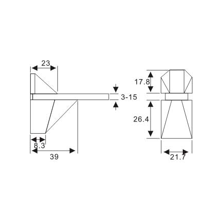 Adjustable Glass Holder YS-016S, Zinc Alloy,  for glass 5-15mm