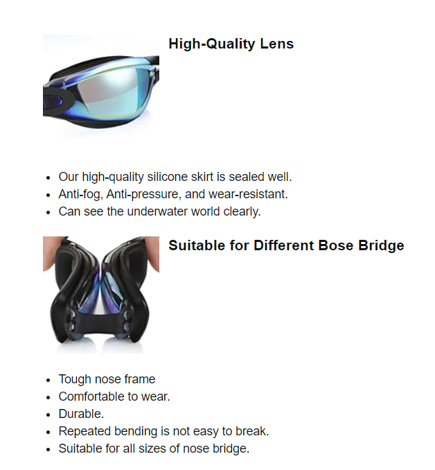 Anti Fog Electroplated Swimming Goggles HD Lens  S/M/L 3 Size 82g
