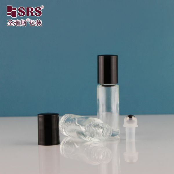Customized Printing 4ml Perfume Roller Bottles Round Shape Transparent Glass Roll on Bottle