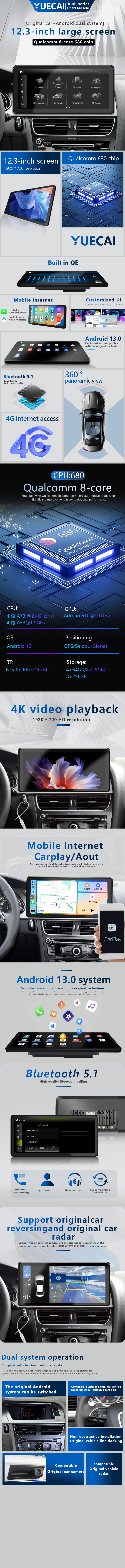 12.3 дюймовый оригинальный автомобильный систем Android 13 Car Multimedia Navigation Player