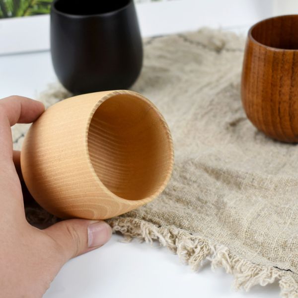 Big Belly Retro Tea Cups 250ml Large Capacity Wood Grain Coffee Cup