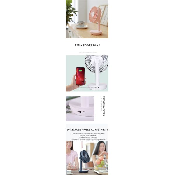 Silk Screen Printed Plastic Table Fan for Bathroom and USB Air Circulation System