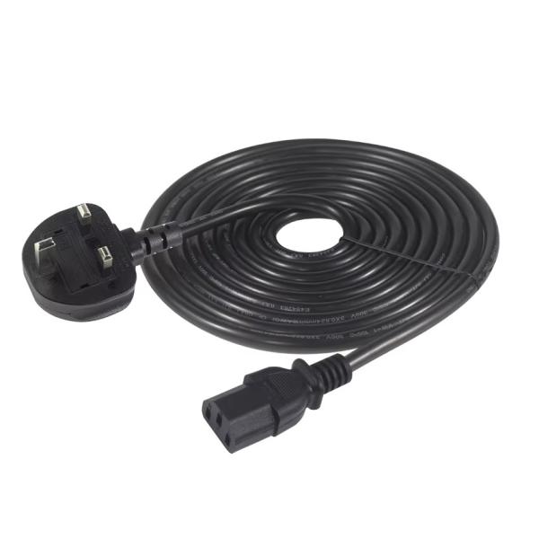 H05VV-F 0.75mm² UK to C13 Power Cord with 5A Fuse