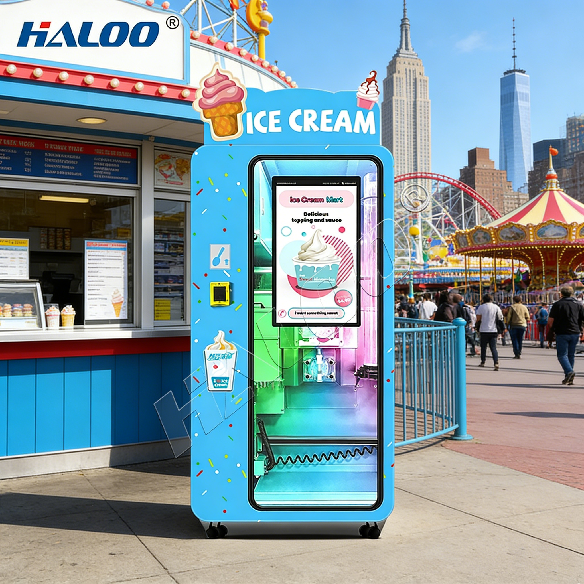 32 Inch Touch Screen Commercial Ice Cream Vending Machine | Fast Dispensing Smart Self-Serve Ice Cream Maker