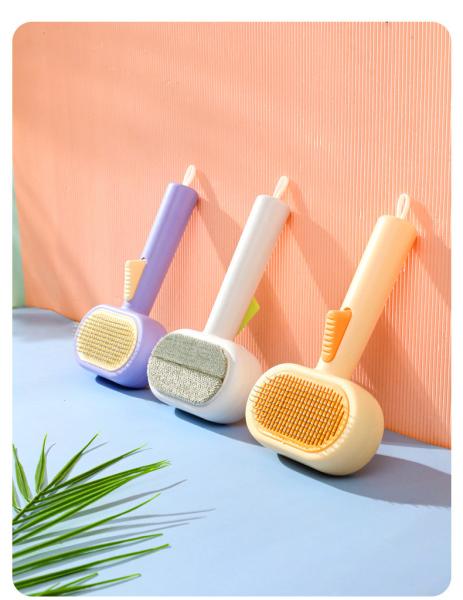 Double-Sided Self-Cleaning Pet Grooming Comb – Orange, White, Purple | 18.5115CM ABS Pet Hair Removal Brush for Dogs & Cats | Wholesale Pet Supplies for Retailers & Importers
