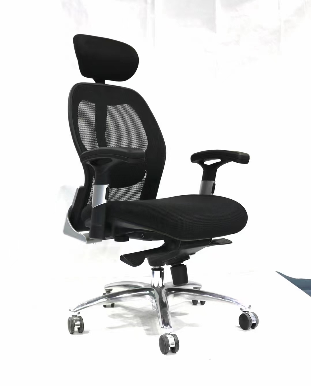 Ergonomic Office Chair with Adjustable Head Support and PU Nylon Castors - 5 Years Warranty
