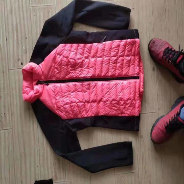 32.,Ladies Ultra Light Down Jacket With Knit Sleeve Cheap Price Good Quality See Through Design