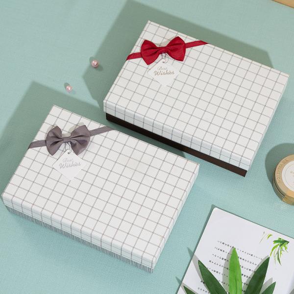 High End Square Gift Box With Bow Rigid Lid And Base Packaging For Special Occasions