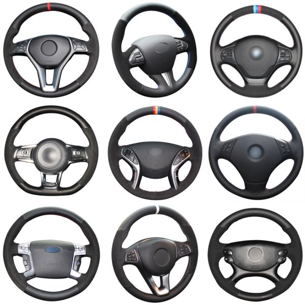 Customized Leather Steering Wheel Cover for BMW E90 325i 330i 335i E87 120i 130i 120d