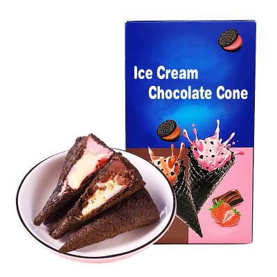 Crispy Burst Pulp Black Chocolate Compound Cream Filling Ice Cream Cone Wafer Biscuit