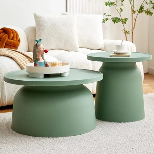 Modern Round Coffee Table for Home Furniture Nordic Plastic Small Mobile Living Room Aesthetic