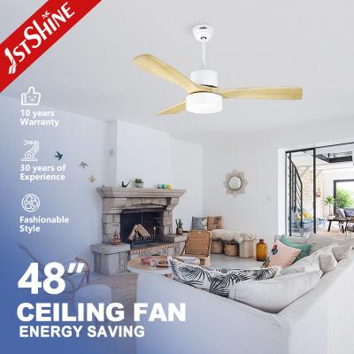 3 cores LED 48 polegadas de madeira sólida Ventilador de teto controle remoto silencioso