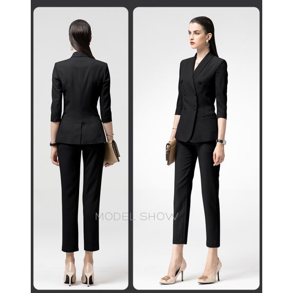 Мода на заказ хлопчатобумажный костюм с двойной грудью одежда брюки для женщин дамы офисные костюмы