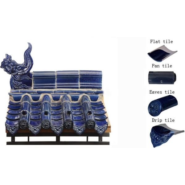 Blue Frost Resistant Glazed Ceramic Roof Tiles Build Roofing Construction Material