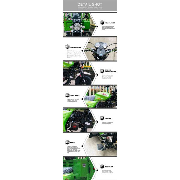 1000Kg Motorised Tricycle Three Wheel Cargo Motorcycle with 12V Electric and Kick Start