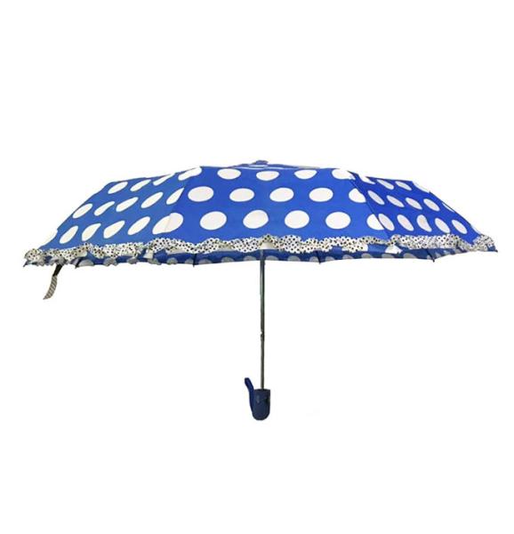 Poliéster aberto 190T Dot Umbrella With Ruffle Edge das senhoras do GV auto