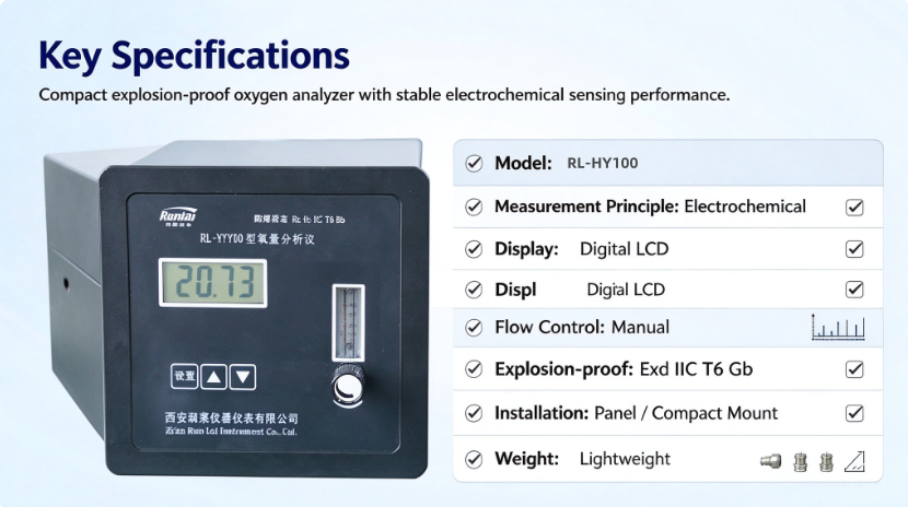Metal Explosion Proof Oxygen Gas Analyzer With Sound Alarm Digital LCD Display 24VDC