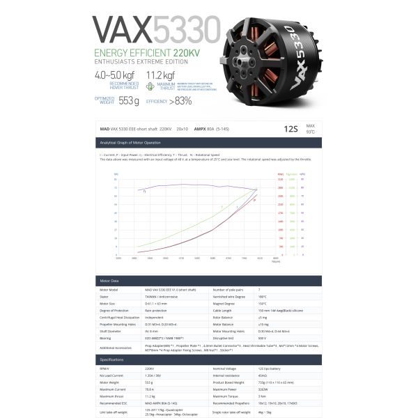 VAX 5330(short shaft)  VTOL Drone Brushless DC Motor