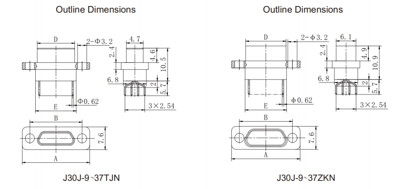 3A Rectangular Electrical Connectors 74 Pin Type D Connector