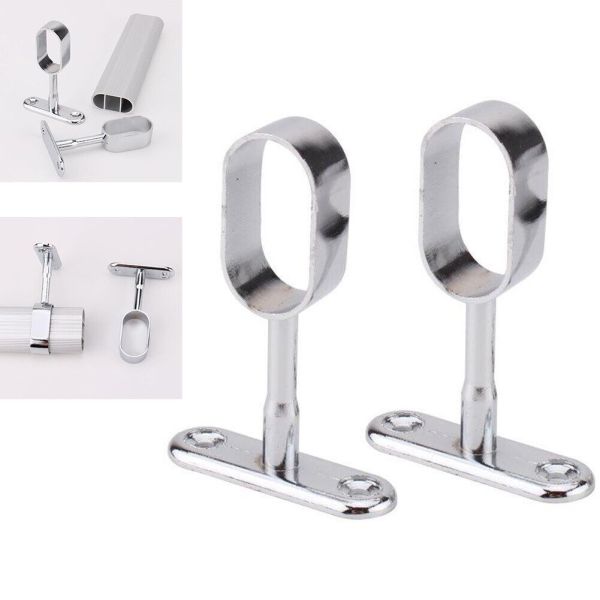 Nickel Plated Wardrobe Tube Holder Support for Modern Design Style Closet Rod Bracket