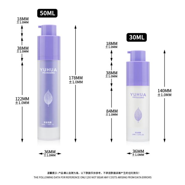 Clear Plastic Airless Pump Bottle 30ml 50ml Vacuum Pump Bottle Cosmetic