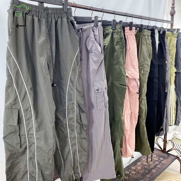 Drawstring Design Women Used Cargo Pants Fashion Overalls Mixed Sizes Multi Pocket