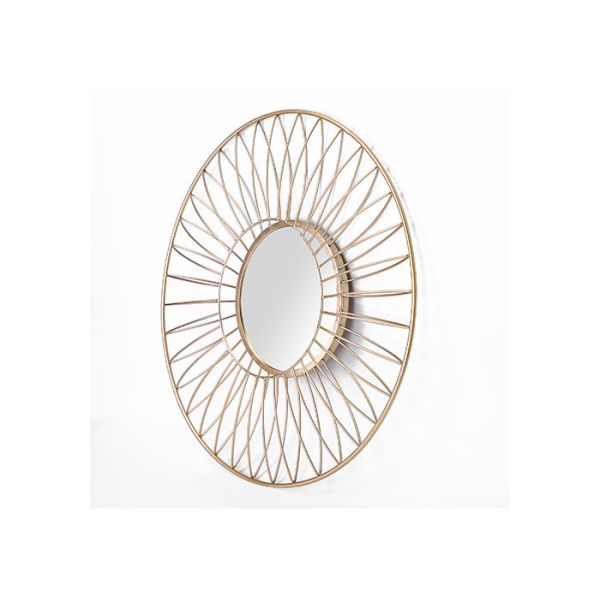 Layered Round Gold Metal Frame Decorative Wall Mirror 28 by 28 by 5 inch