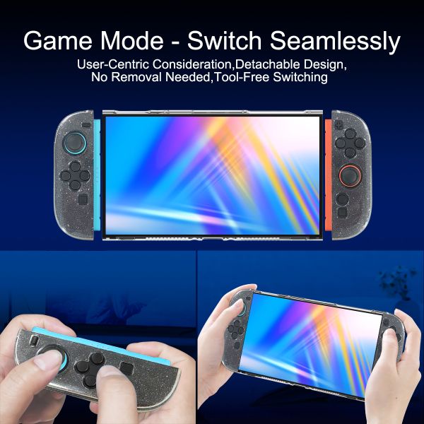 Sparkling TPU Controller Cases with Diamond Pattern PC Middle Frame Cover - Anti-Slip Grip & Shockproof Hard Shell Set for Nintendo Switch 2