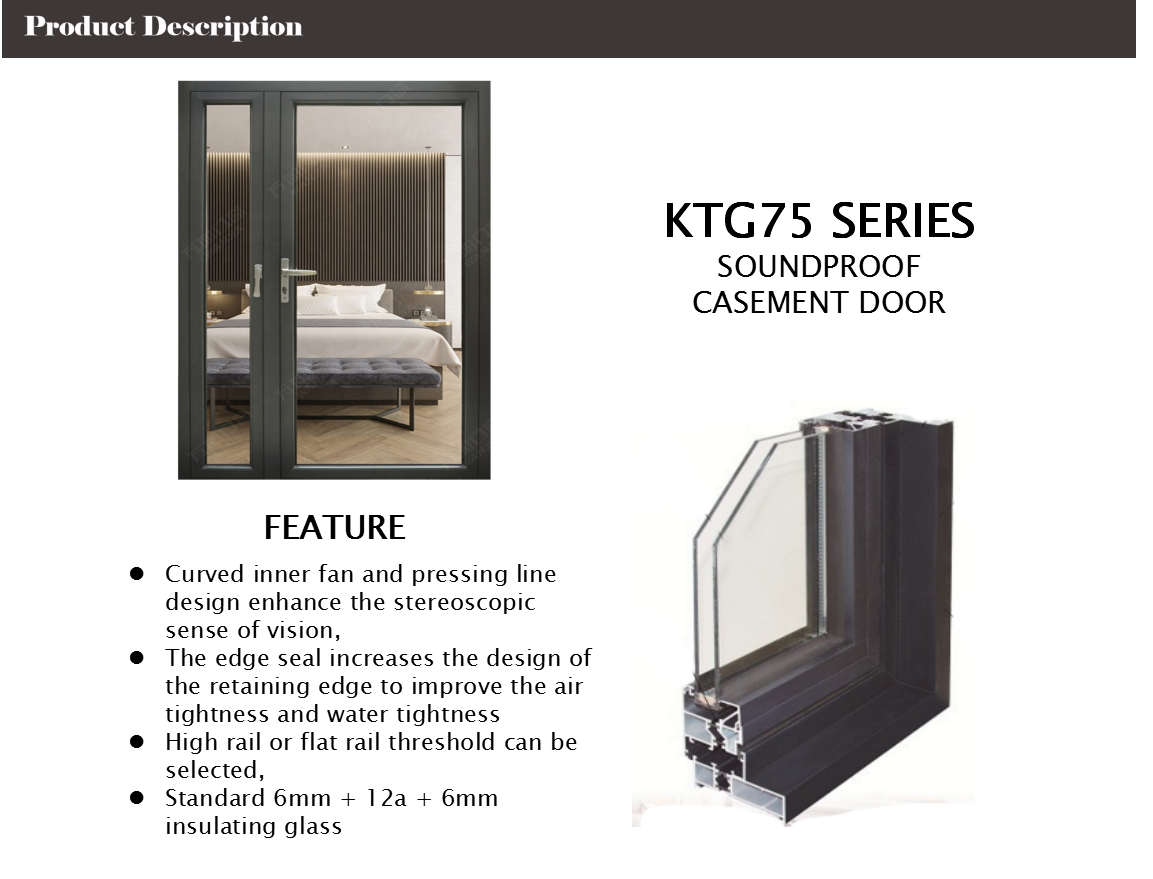 Double Glass French Break Bridge Aluminium Hinge Door For Entry Commercial