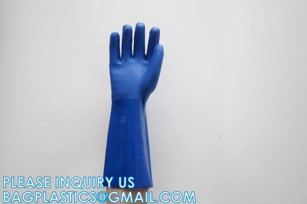 Grip Grain Finish Hand Pvc Heavy Duty Industrial Safety Working Gloves Cotton Liner Orange Full Coated Pvc Dip Gloves