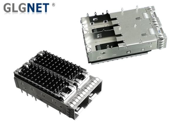 Heat Sink 2 Ports Metal GLGNET Sfp Stacked Cage 3.05 Mm Press Fit Pin