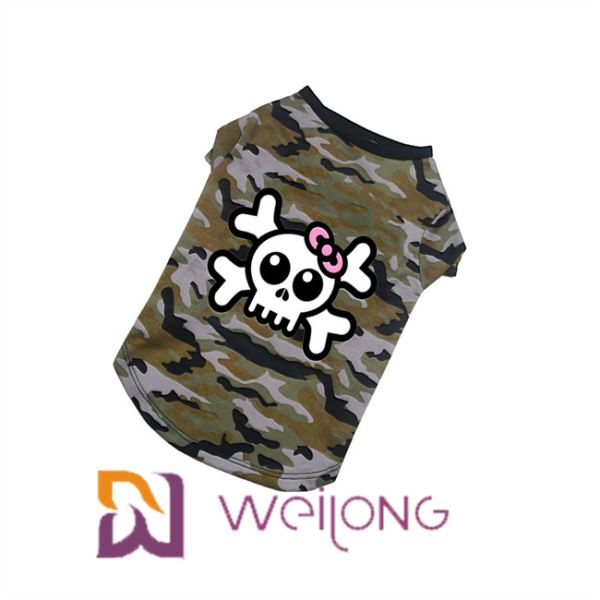 Poly Camo Skull Halloween Pet T Shirt for Dog 100% Poly Jersey  180G