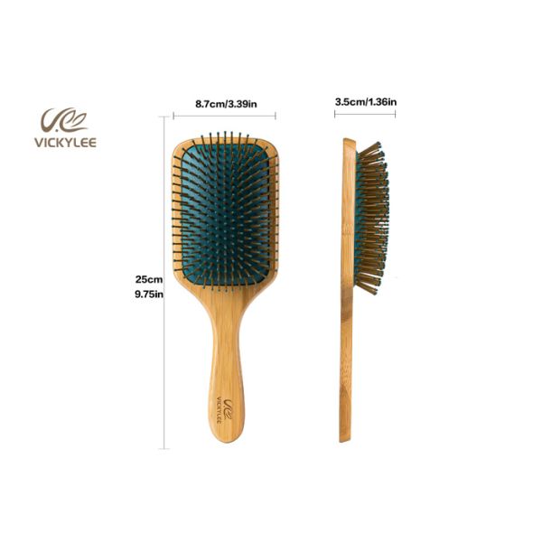 Square Oar Beech Wood 9.75 Inch Wooden Handle Hair Brush