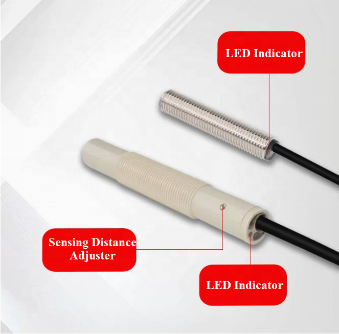 M18 M12 M8 Cylindrical Capacitive Proximity Switch For Detection Plastic Glass Fabric