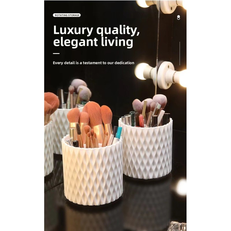 Ins Style Multi-Functional Desktop Organizer Rotating Makeup Brush Storage Tube Plastic Eyeshadow Brush Holder for Vanity Table