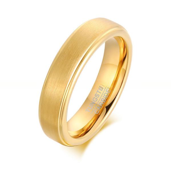 5 mm d'argent/or/noir Carbure de tungstène de base anneau brossé à l'avant-bras Hommes Femmes Fiançailles Promesse alliance