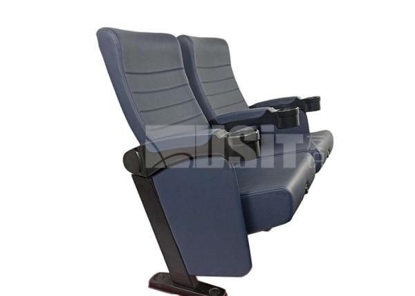 Ergonomics Full PU Folding Commercial Theater Seating 90 Degree Angle Arm Steel Structure