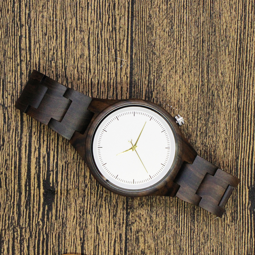 Дозор кварца деревянных людей естественной реальной черной сандалии, дозор кварца движения Японии