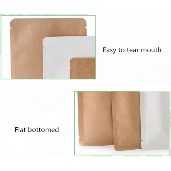 Aluminized Waterproof food packaging three side seal kraft paper bag Drip Fliter Food Grade Food Packets