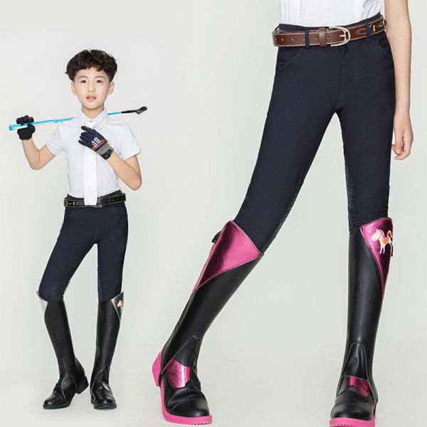 Children's Horse Riding Breeches Non Slip Anti Wear Knee Silicone Equestrian Pants
