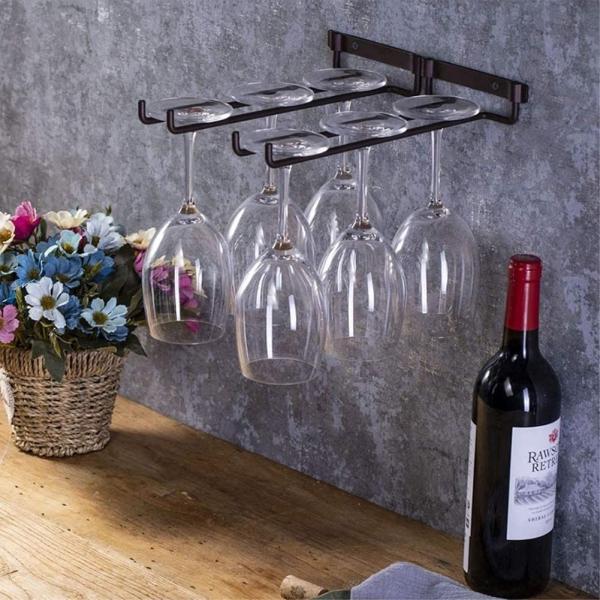 12 polegadas Wine Glass Rack 2 Pacote Ferro Suspensão Porta-Copas Armazenamento Pendente Parede Montado para Bar Gabinete de Cozinha