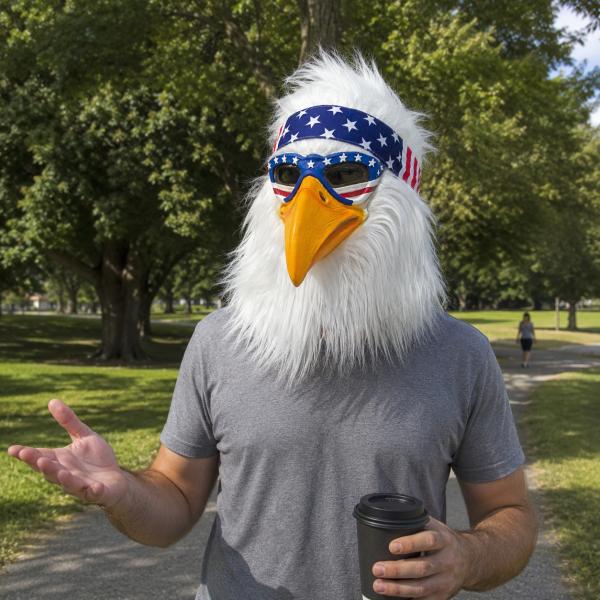 Realistic Full-Head Eagle Latex Mask with American Flag Headband, Perfect for Parties, Cosplay, Halloween, Costume Events, Festivals, Patriotic Celebrations, and Fun Dress-Up Occasions