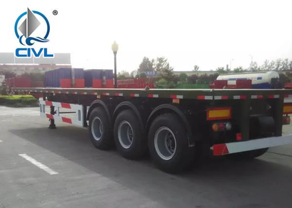 3 Axle Flatbed Semi Trailer With 28T Single Speed Leg  And Guangdong Fuwa Brand Axles Demission Is 12400X2450X1280mm