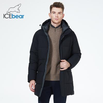 Four Pockets Mens Down Coat Hidden Pocket Black Mens Long Puffer Jacket